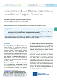 Implementing the Energy Efficiency First principle in revised National Energy and Climate Plans